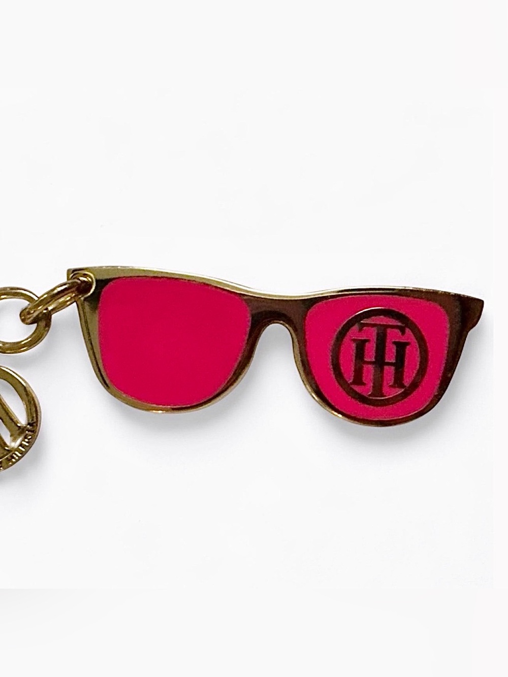 Tommy Hilfiger Pink Sunglasses Charm Keyring with Gold Hardware New